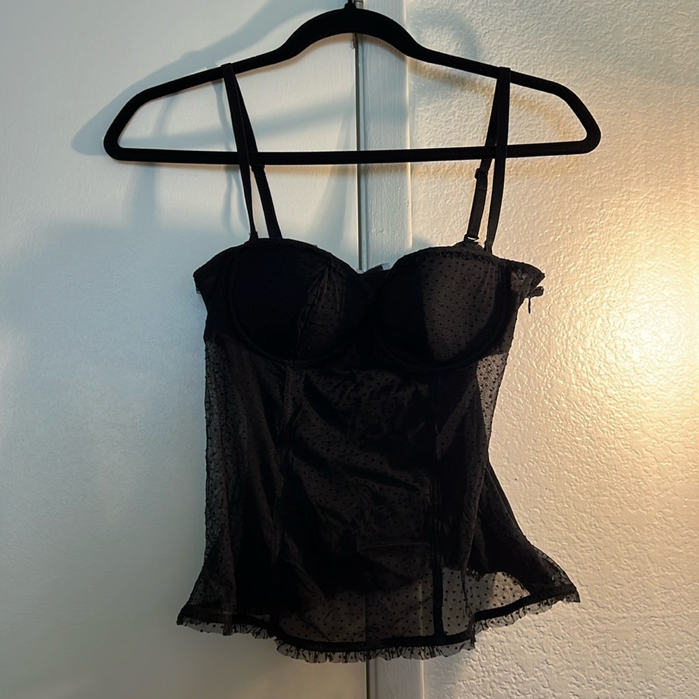 Intimissimi black babydoll lingerie top, small, sheer bodice